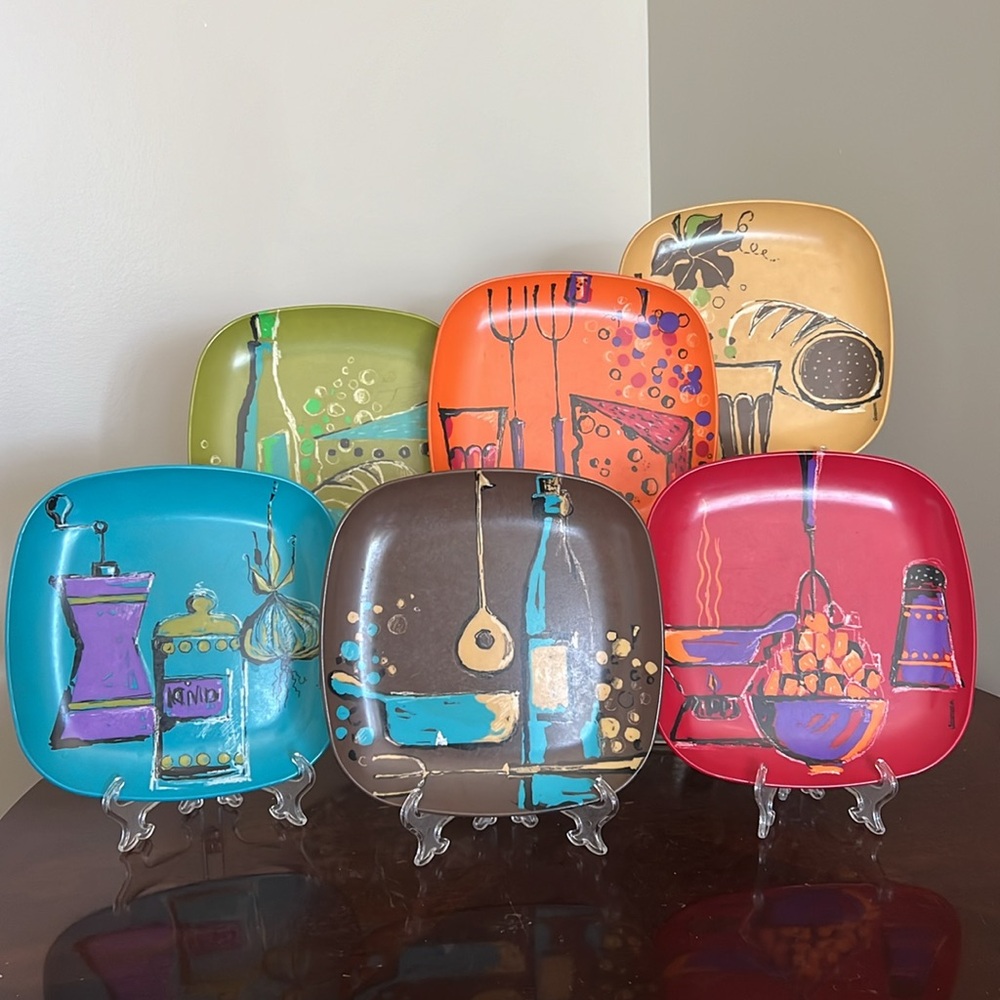 FISKARS FINLAND Melamine Retro Cocktail Plates Set of 6 - Picture 7 of 15